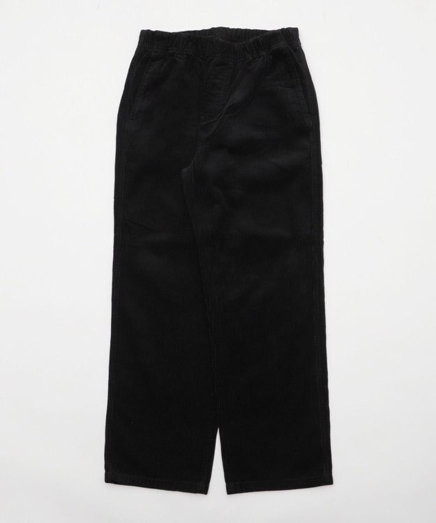 WEGO 【ユニセックス着用ITEM/ウエストゴム/SMLサイズ展開】コーデュロイイージーストレートパンツ ブラック