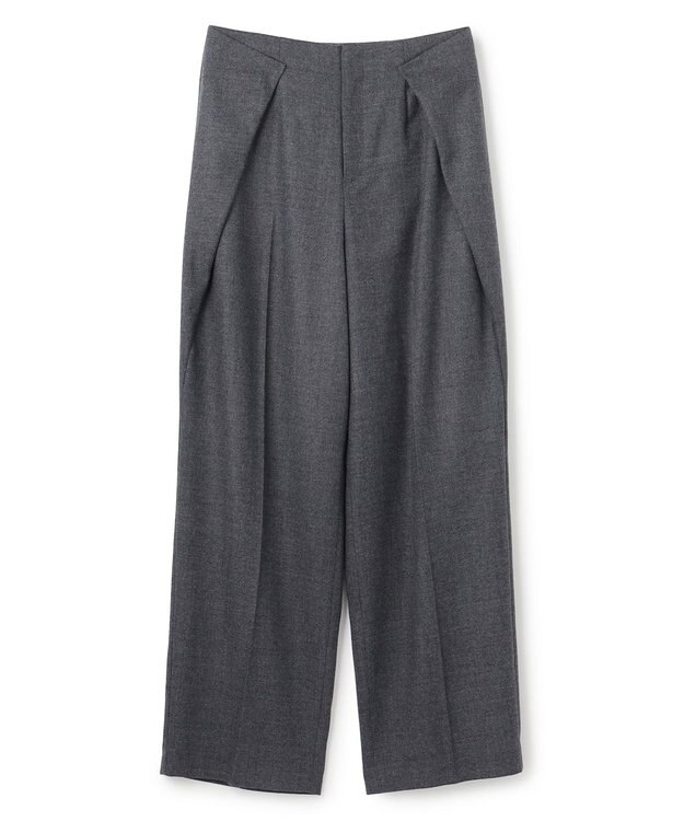 BEIGE， TERNES / 変形タックウールワイドパンツ Md.Gray