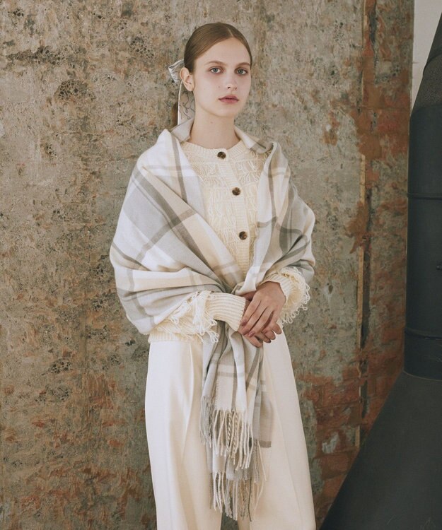 Maison de FLEUR チェックストール Grayish Blue