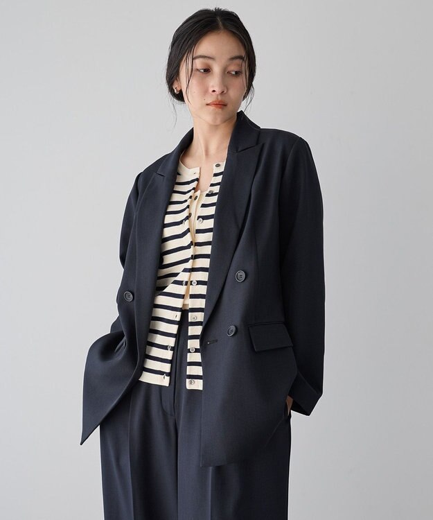 YECCA VECCA ロングテーラードジャケット Navy