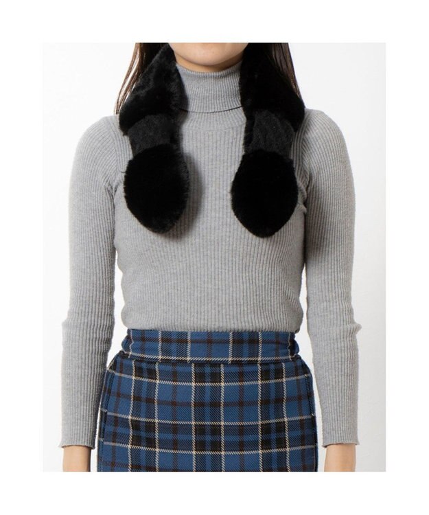 UNBILLION カシュネ cache nez / ニット×フェイクファーマフラー ブラック