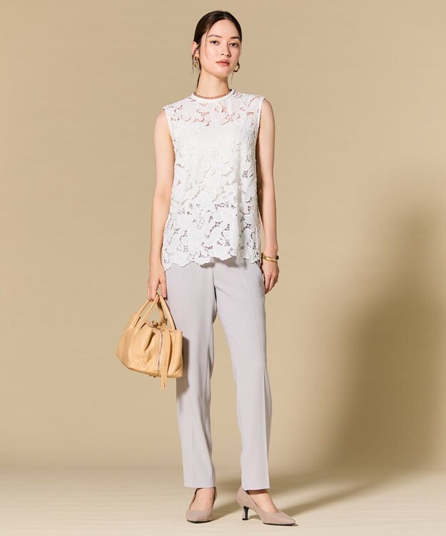 BEIGE， CITRINE / エンブロイダリーレースノースリーブブブラウス Off