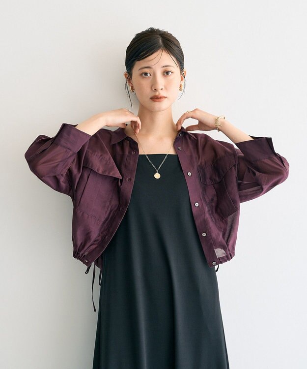 YECCA VECCA 【2点SET】シアーシャツ×Aラインキャミワンピース Purple