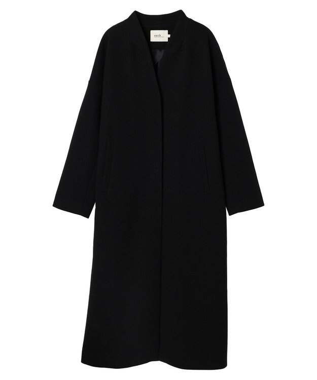 earth music&ecology Ｖネックノーカラーコート Black