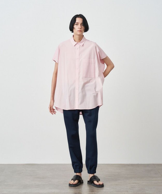 ATON MICRO SHRINK LAWN | オーバーサイズシャツ PINK