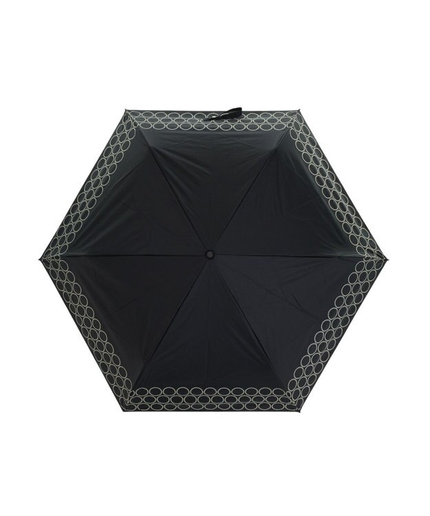 MOONBAT 晴雨兼用日傘 折りたたみ傘 まるボーダー／遮光 遮熱 UV ブラック