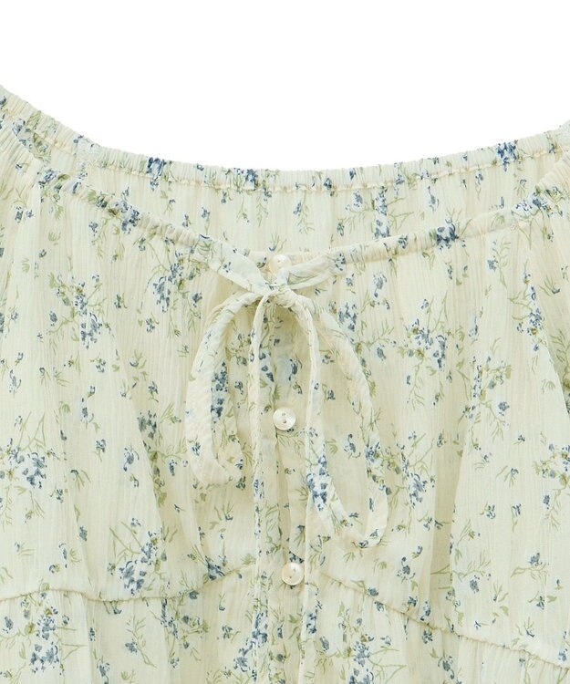 earth music&ecology ナローリボンくしゅくしゅギャザーブラウス Flower