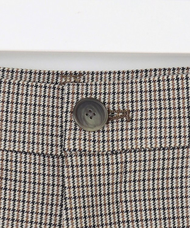 自由区 【撥水加工・洗える】TRギャバチェック柄ストレート パンツ ベージュ系チェック