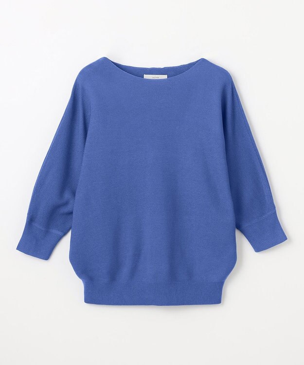 ANY L 【洗濯機可/アンチピリング/UVケア】アクリルガーターニット ブルー