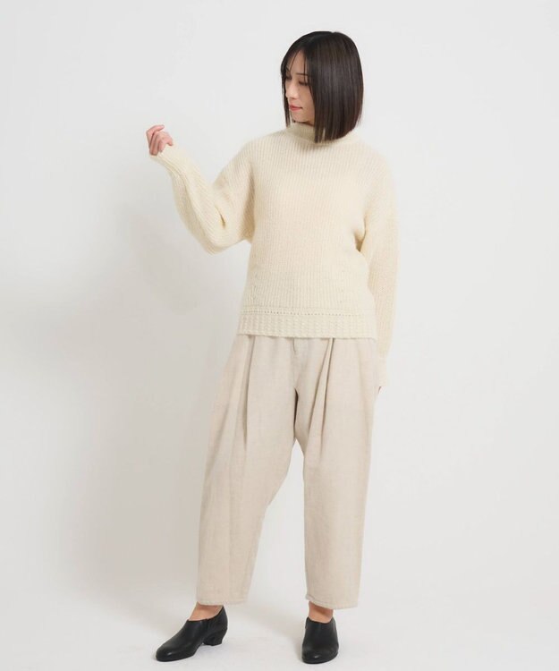 muuc 〈天然素材の上質なモヘヤ〉アルパカモヘヤ畦編みプルオーバー〈日本製〉 ホワイト