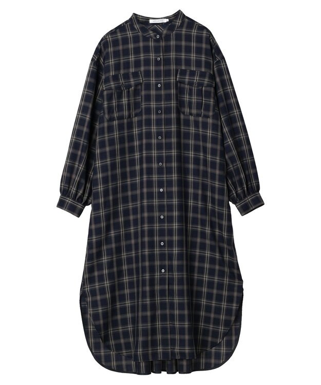 AMERICAN HOLIC イージーケアＷポケットシャツワンピース Check Navy