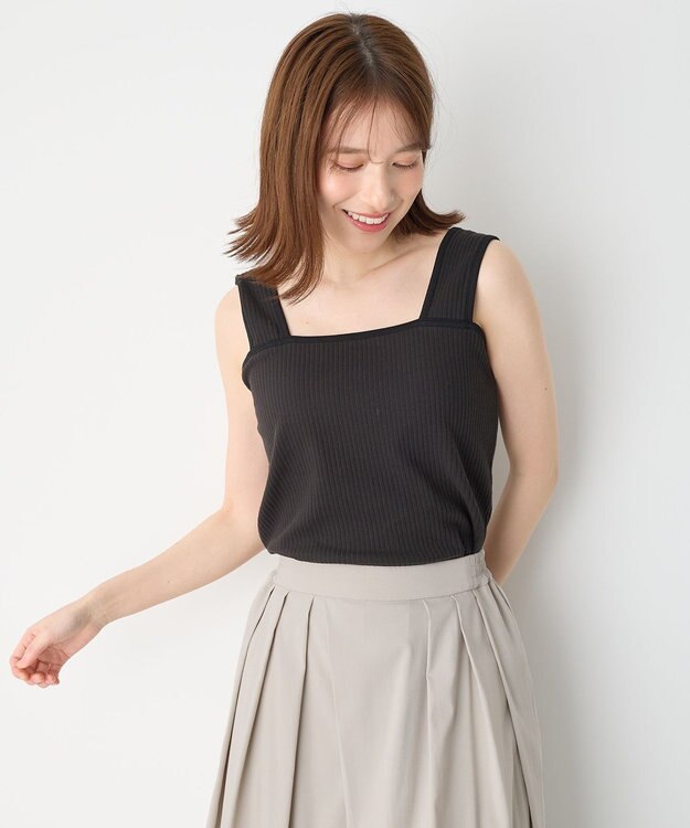 ANY スクエアタンクトップ ブラック