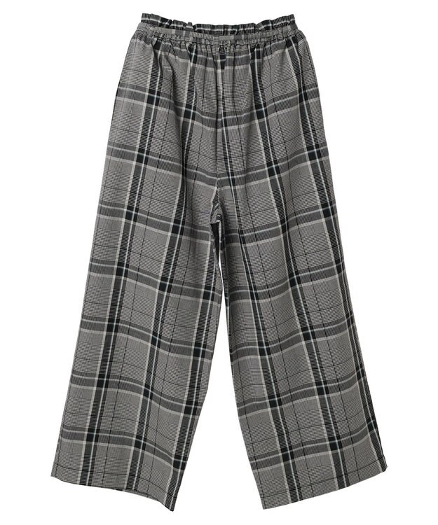 Green Parks 綿麻混バギーパンツ Check Black