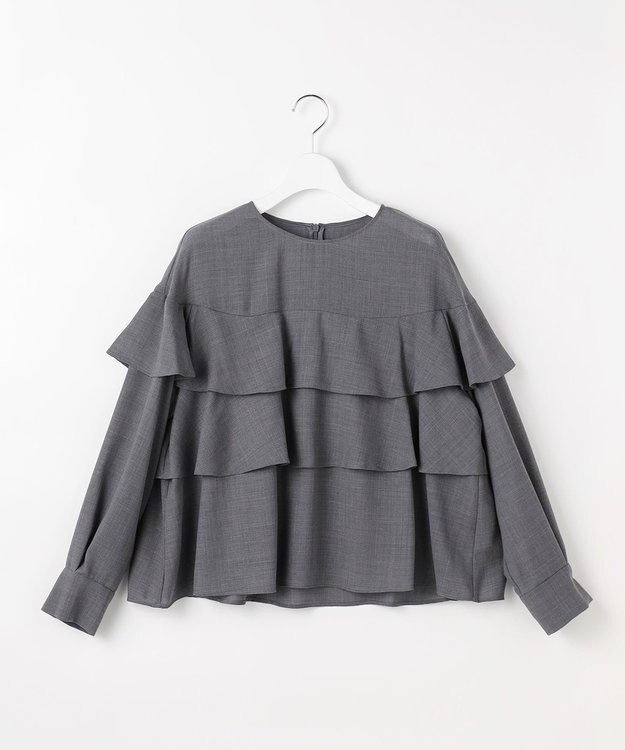 自由区 L 【カタログ掲載】TWハイツイストビエラフリル ブラウス TOPグレー