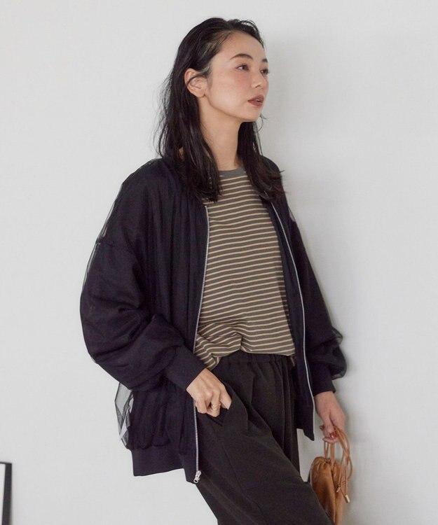 AMERICAN HOLIC リバーシブルシフォン×チュールブルゾン Black