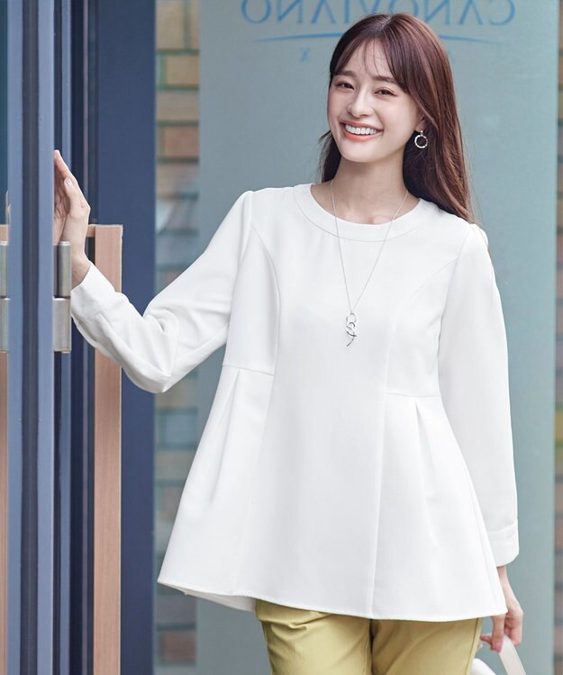 Tiaclasse 【洗える】ソフトペプラムブラウス オフホワイト