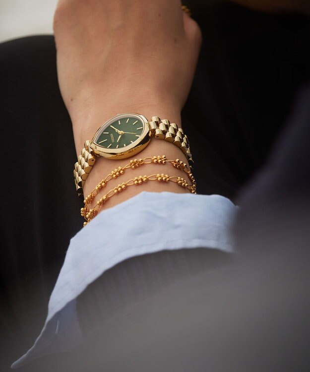 CITIZEN 【電池交換不要】ドロップ形状のジュエリーライクウオッチ EM1203-57X ウォームゴールド ウォームゴールド