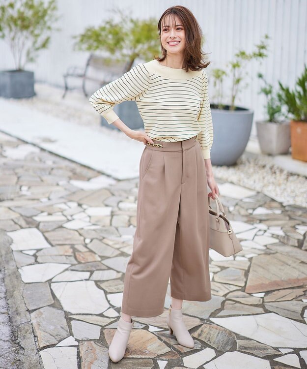 ANY SIS 【洗える】チェーンポイント ワイドパンツ モカ