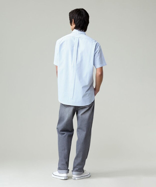 J.PRESS MEN 風が通るシアサッカーの清涼感【吸水速乾 / 高通気性】【クールマックス】サッカーストライプ シャツ / B.D. サックスブルー系1