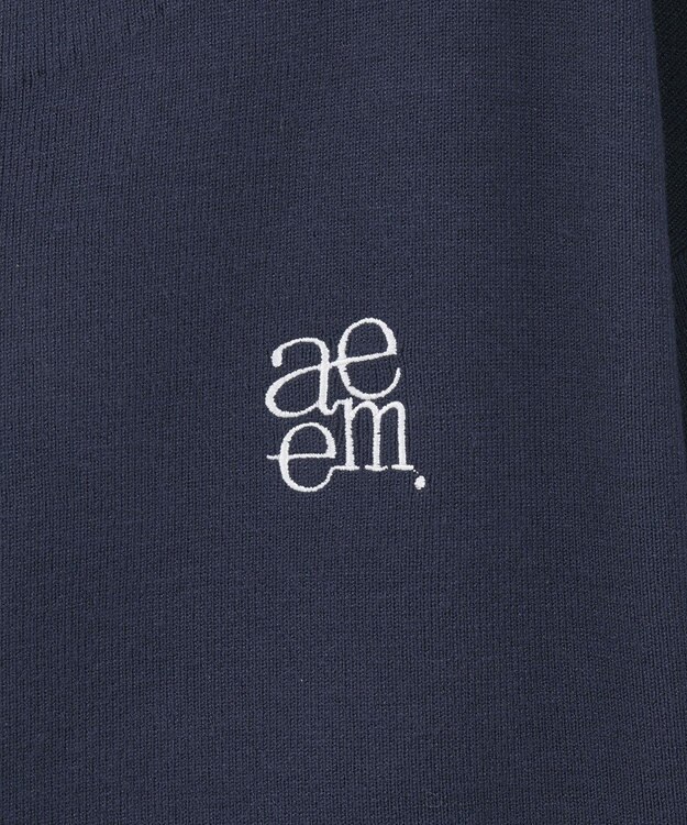 earth music&ecology ダブルジップロゴニットプルオーバー Navy