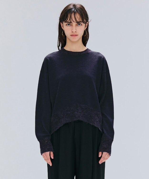 BEIGE， 【洗える】LA MONNAIE / モヘアMIXクルーネックニット Midnight