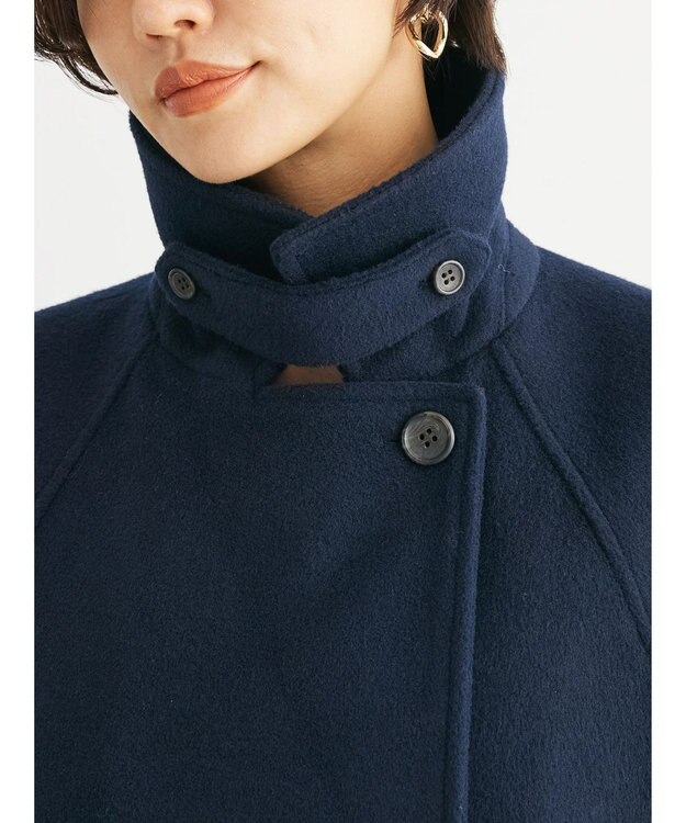 Green Parks ビーバー調テーラードカラーコート Navy