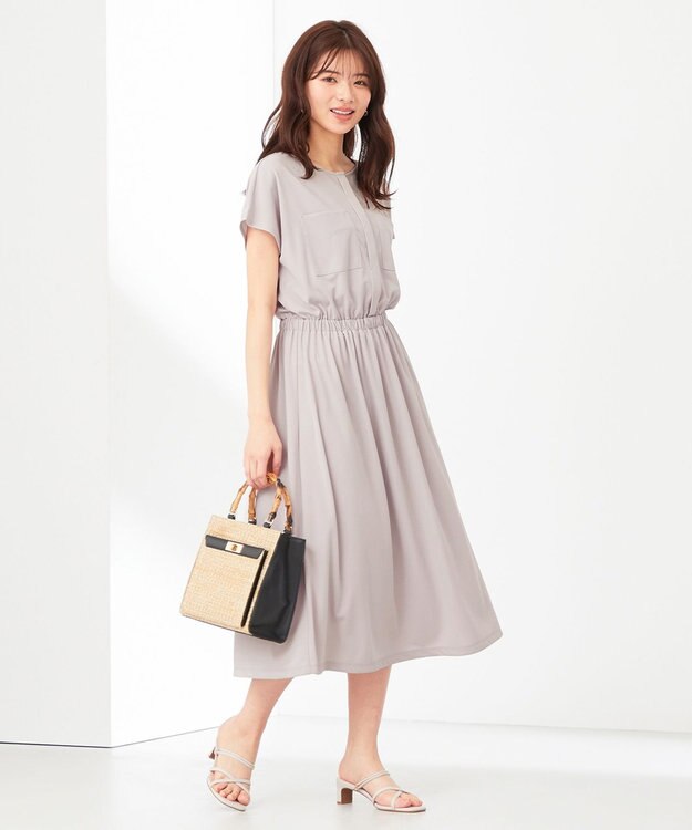 ANY SIS 【洗える】イージーケア ワンピース アイボリーベージュ