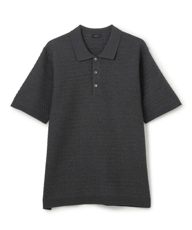 JOSEPH HOMME ヘリンボンボーダー　ポロ グレー系