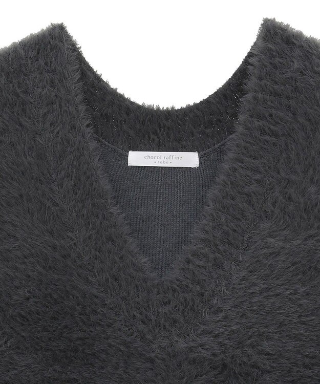 Green Parks シャギーＶネックニットベスト Gray