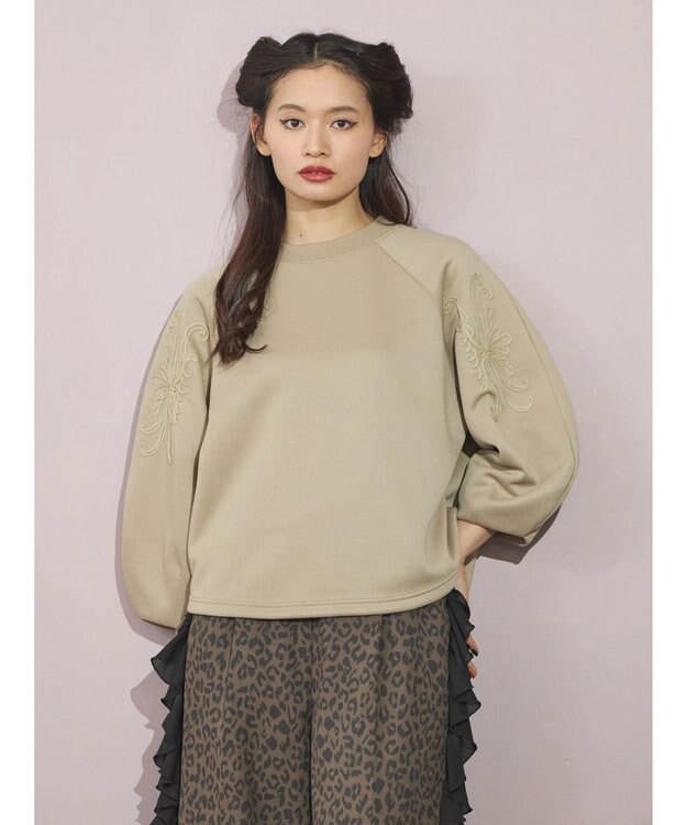 Green Parks ■ＥＳＣＡＲ　コードモチーフ刺繍プルオーバー Beige