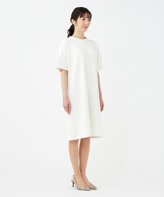 KASHIYAMA 【抗菌繊維】スタイリッシュジャージー オーバーサイズドレス ホワイト