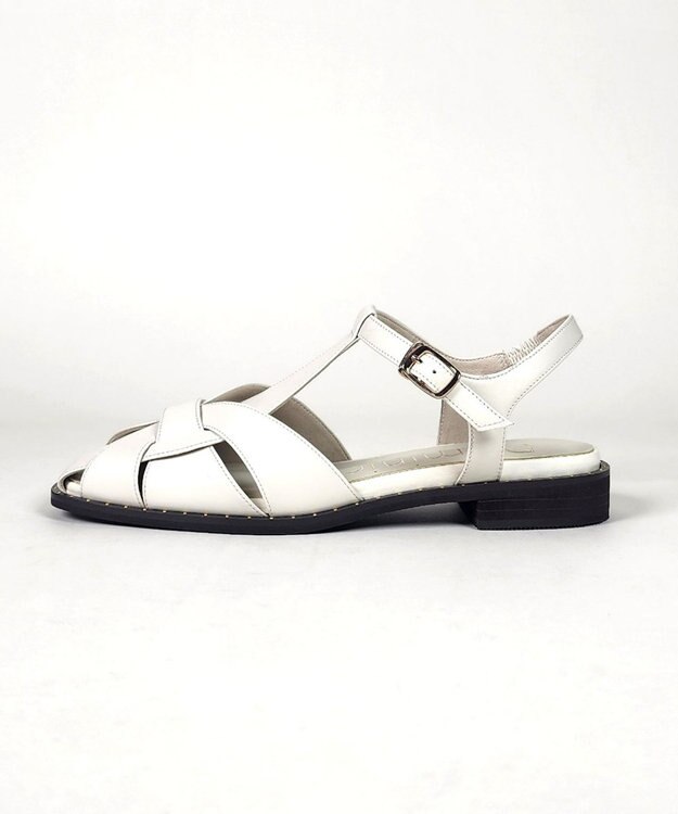 Dominic3 スタッズピース レザーケージサンダル アイボリー