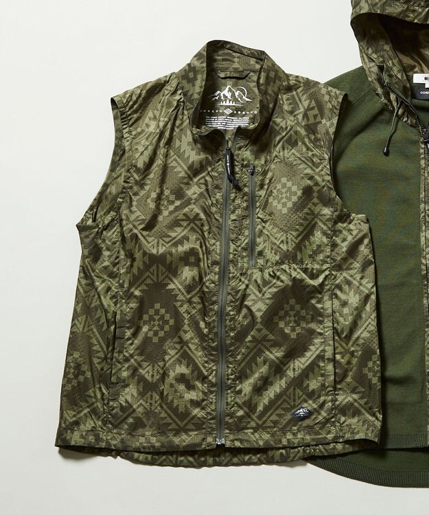 JOSEPH ABBOUD MOUNTAIN 【UNISEX】ポケッタブル ネイティブモチーベスト カーキ系7