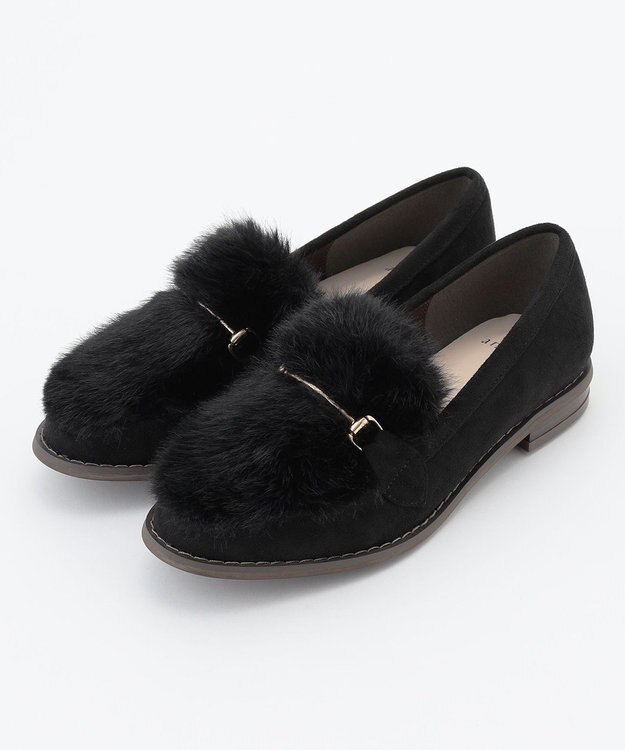 ANY SIS 【23.0cm~24.5cm】フェイクファーメタル モカシン ブラック