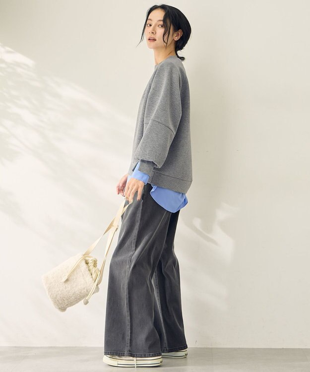 ANY L ロゴ刺繍ダンボールトレーナー グレー