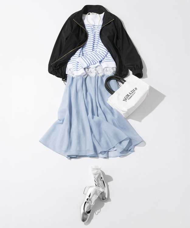 23区 2WAY ストレッチタフタ ボリュームスリーブブルゾン ブラック系