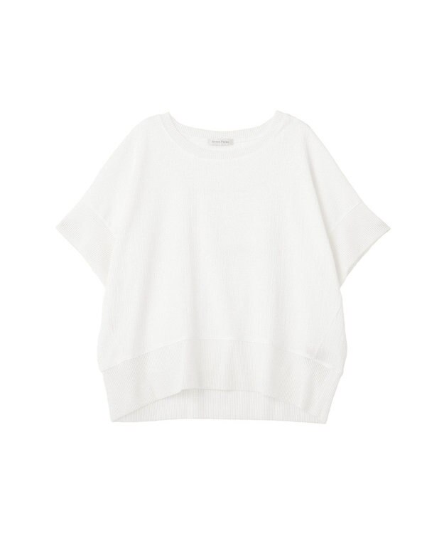 Green Parks シアーリブ切替楊柳プルオーバー Off White