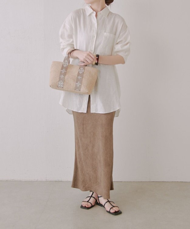 russet ナイロンラフィアデイリーミニトートバッグ(CE-1712) Ivory