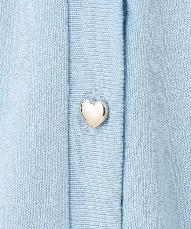 Feroux 【洗える・接触冷感・UVカット】ハートボタン7分袖 カーディガン スカイブルー系