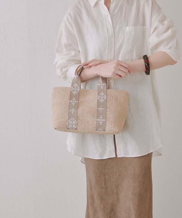 russet ナイロンラフィアデイリーミニトートバッグ(CE-1712) Ivory