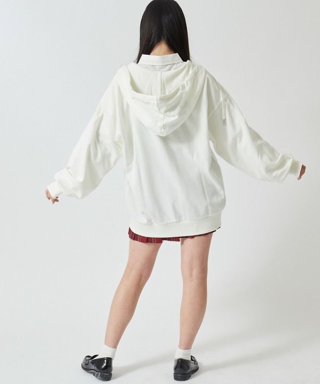 WEGO 【SCHOOLITEM】ルーズフィットジップパーカー オフホワイト