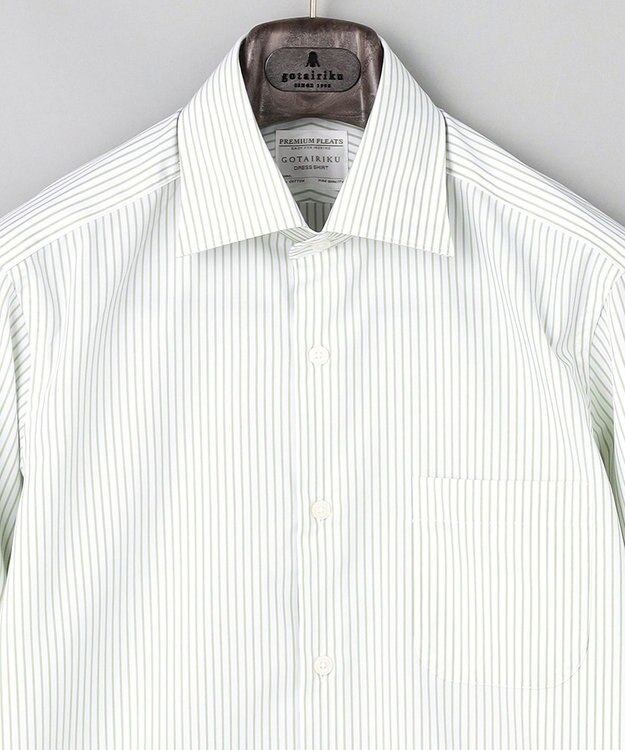 GOTAIRIKU 【形態安定】PREMIUMPLEATS_セミワイドカラー _通年ドレスシャツ(26年春夏限定色) グリーン系1