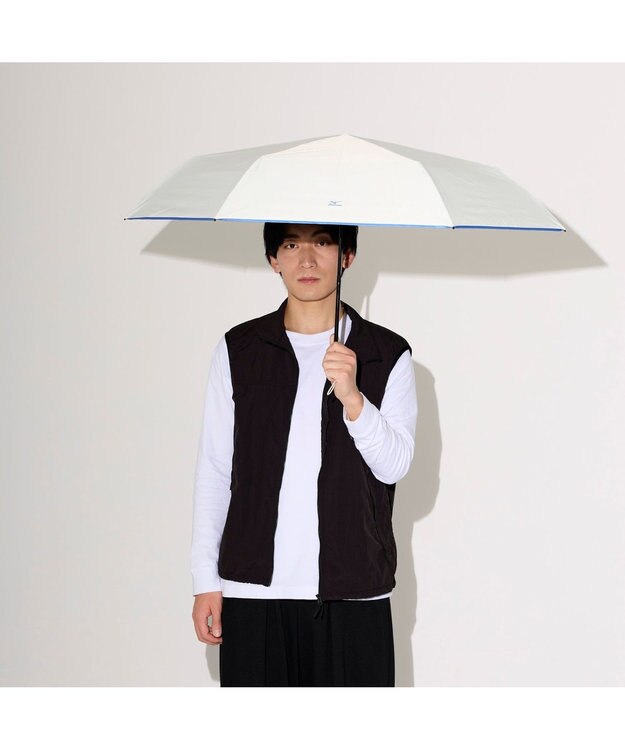 MOONBAT MIZUNO  (ミズノ) 無地 ロゴ 日傘 折りたたみ傘 パラソル 晴雨兼用 ユニセックス  軽量 一級遮光 遮熱効果 遮光率100% UV遮蔽100% ホワイト