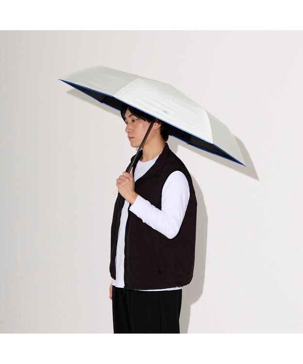 MOONBAT MIZUNO  (ミズノ) 無地 ロゴ 日傘 折りたたみ傘 パラソル 晴雨兼用 ユニセックス  軽量 一級遮光 遮熱効果 遮光率100% UV遮蔽100% ホワイト