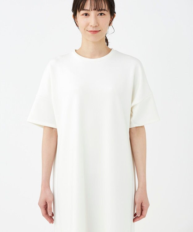 KASHIYAMA 【抗菌繊維】スタイリッシュジャージー オーバーサイズドレス ホワイト