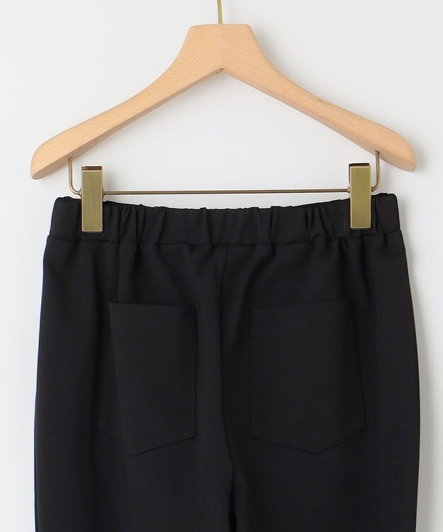 組曲 S 【洗える・ウエストゴム仕様】ハイパワーストレッチサイドスリット パンツ ブラック系