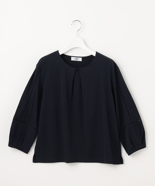 J.PRESS LADIES 【洗える】プレーティングジャージー フロントタック カットソー ネイビー系