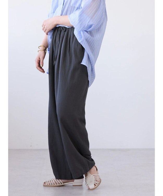 AMERICAN HOLIC 接触冷感リネンブレンドワイドパンツ Charcoal Gray