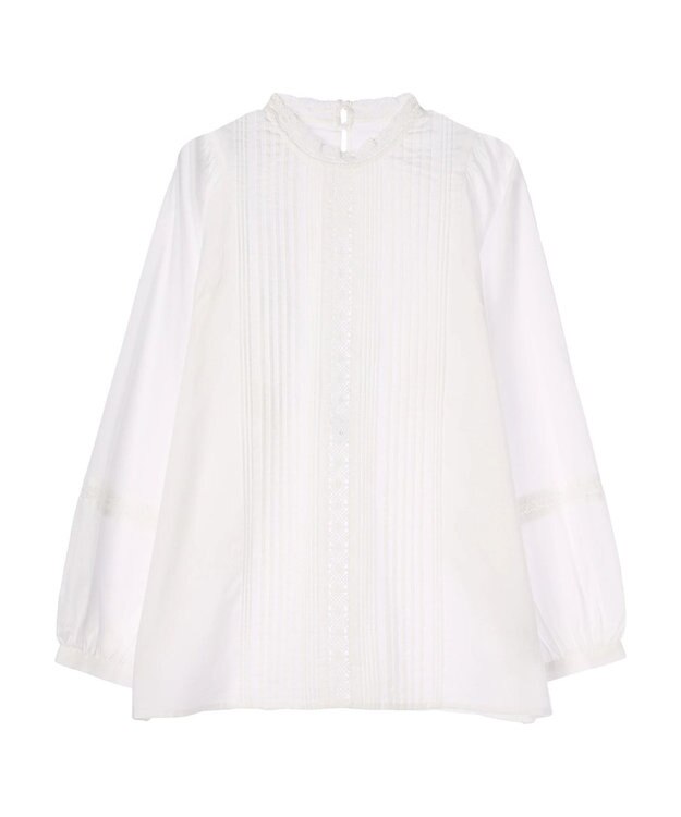 earth music&ecology ピンタックレースブラウス Off White