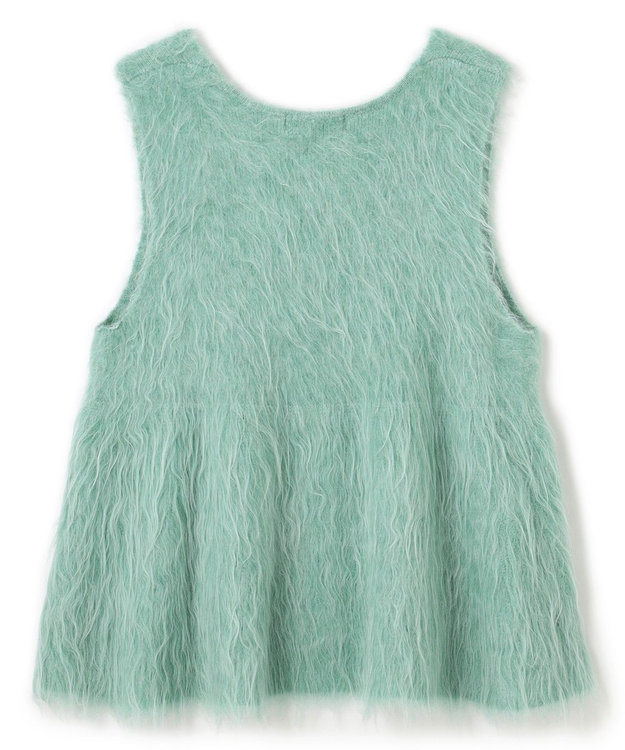 UNFILO 【野呂佳代さん着用】アルパカシャギー ペプラムジレ グリーン